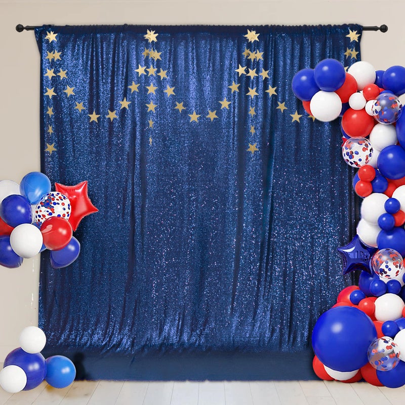 PartyDelight Navy Blue Sequin Backdrop 6x6ft - High Density 3mm Shimmer Sequin Background for Independence Day, July 4th, Birthday & Live Decor, 4-Inch Rod Pocket - Image 2